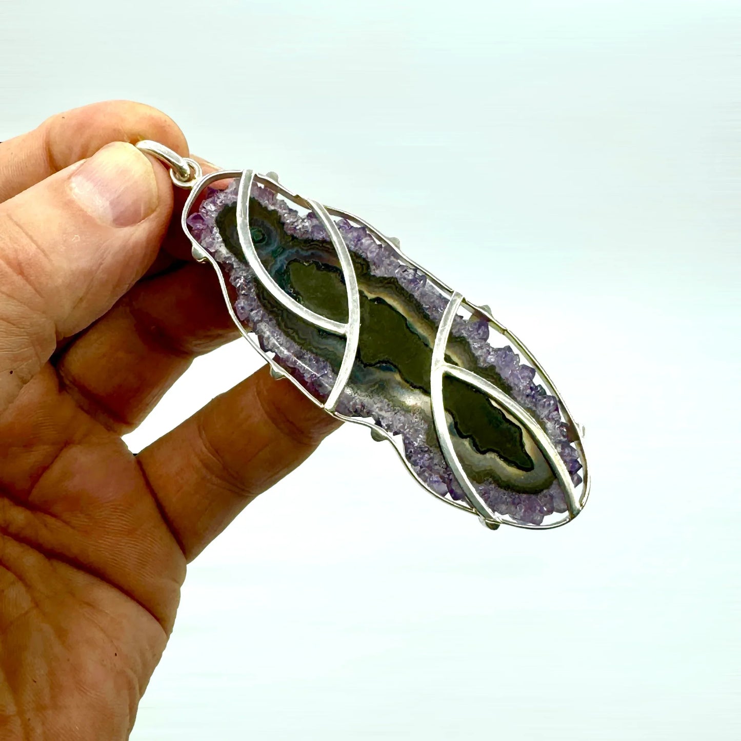 Amatista rodaja colgante en plata de ley - MUNAY MINERALES MALLORCA