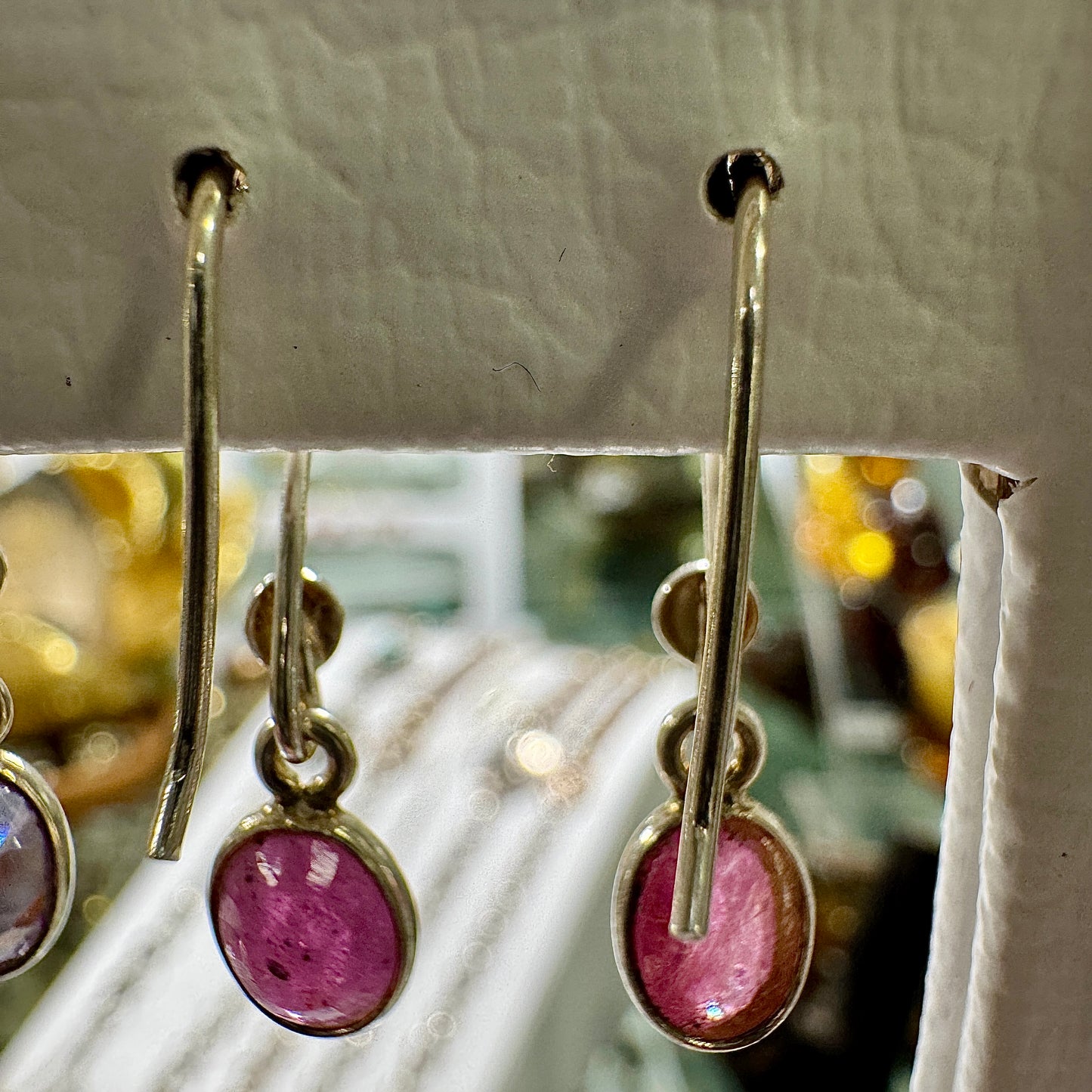 PENDIENTES DE TURMALINA ROSA EN PLATA DE LEY