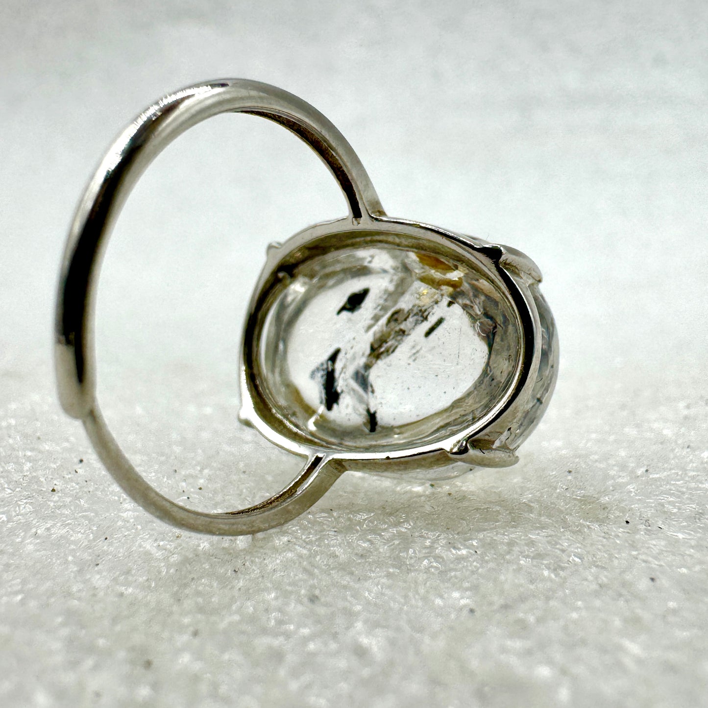 Cuarzo enhydro anillo plata de ley ajustable