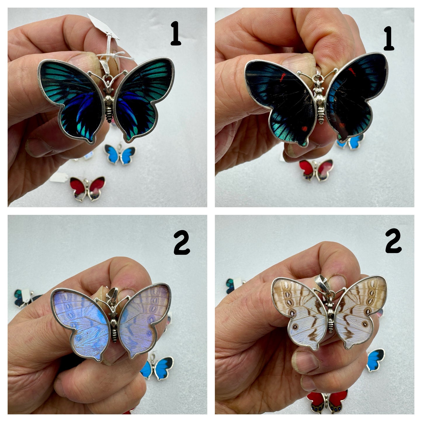 Escamas de mariposa real colgante en plata de ley