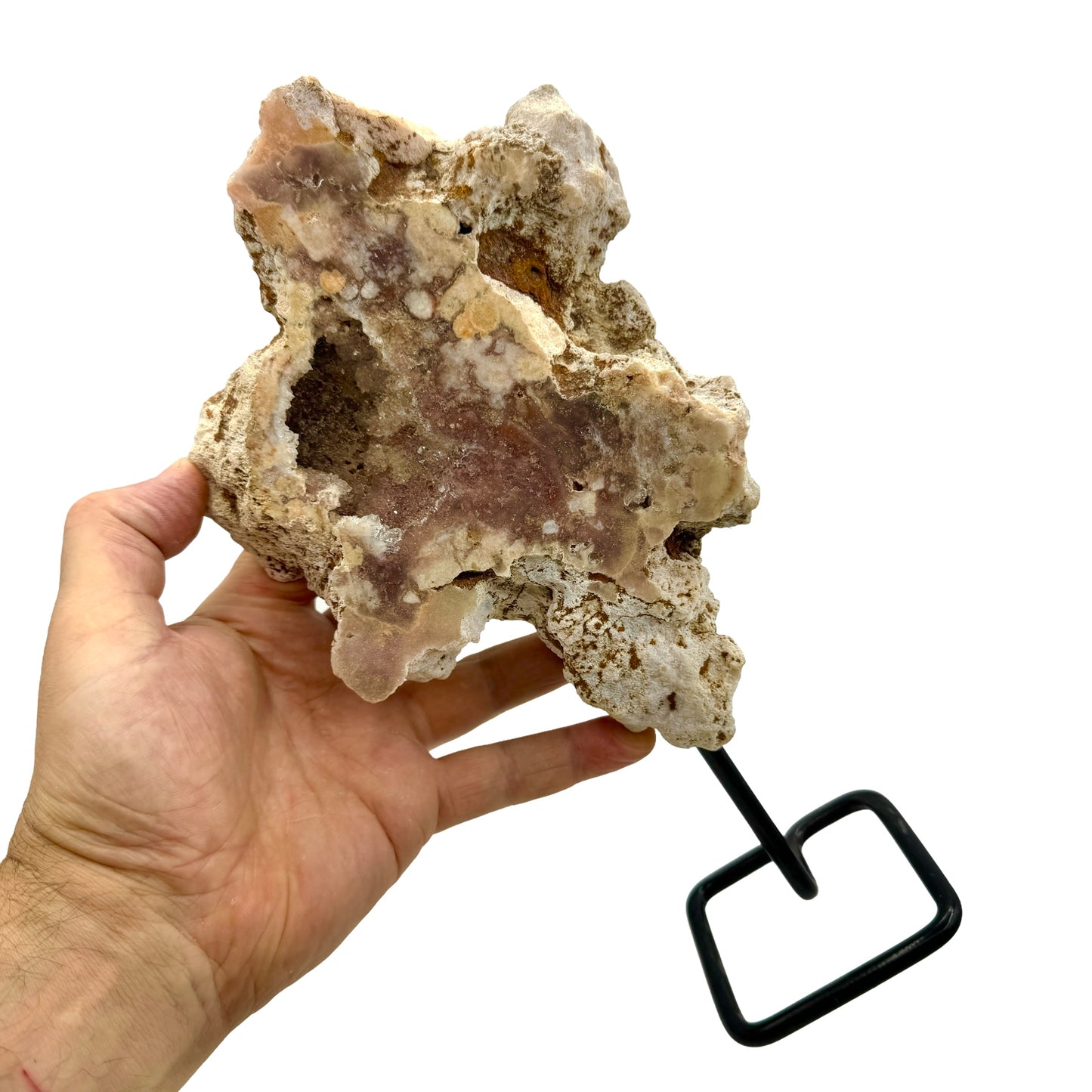 Pink amethyst on a metal base 1.3 kg.