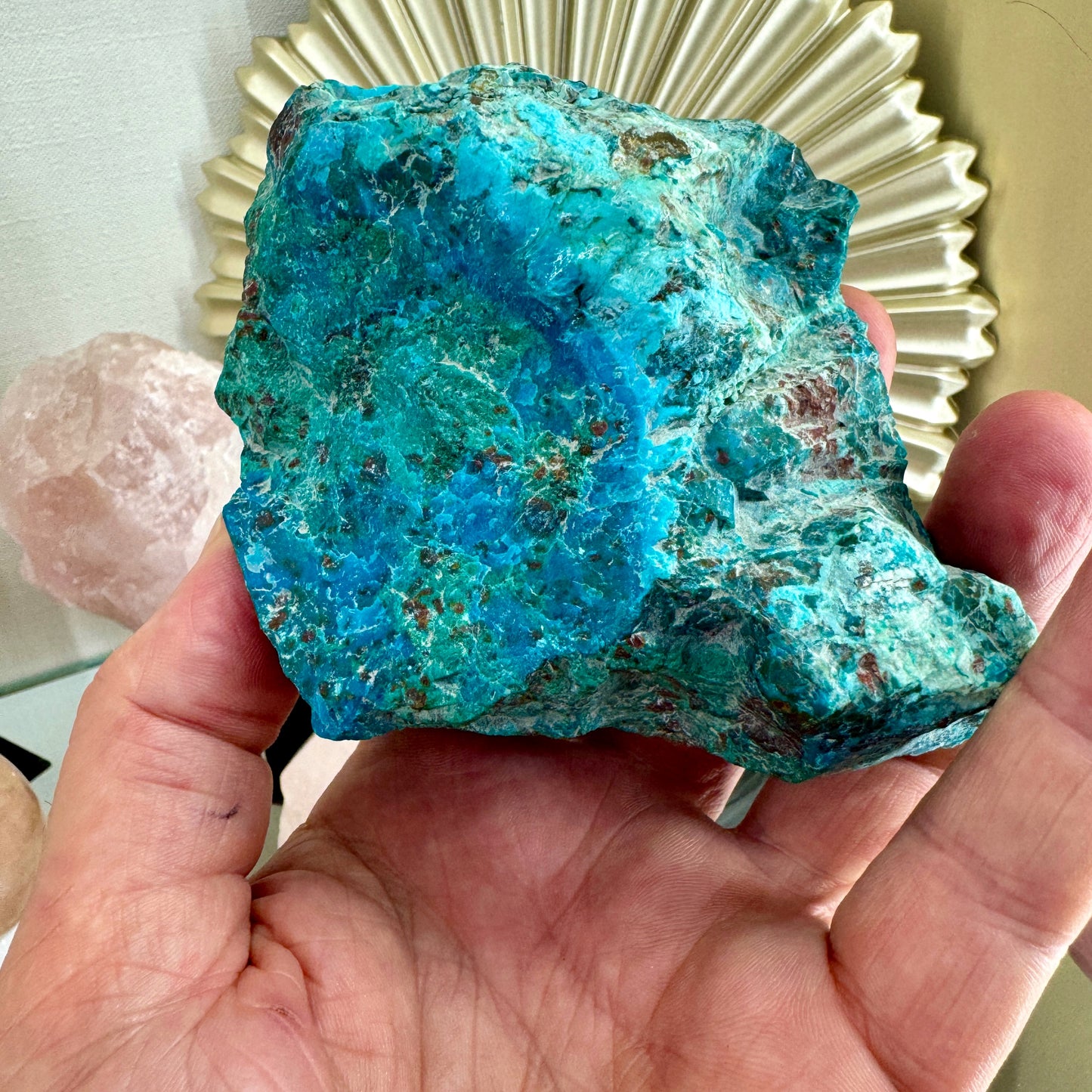 Hand-carved chrysocolla elephant from Peru