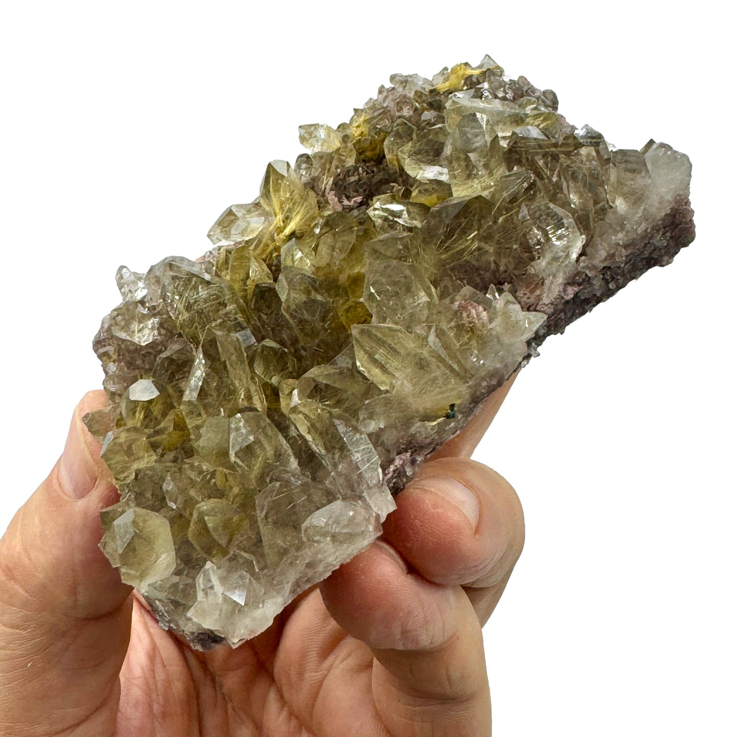 Cuarzo rutilado grupo con mica lepidolita
