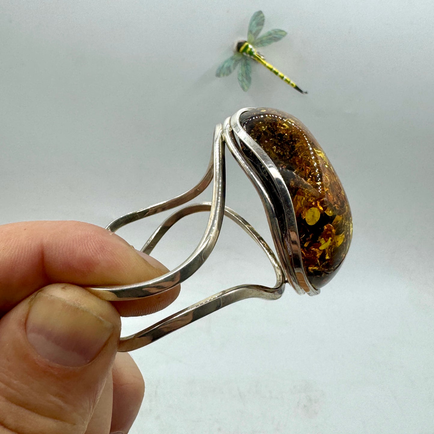 Ámbar báltico pulsera en plata de ley