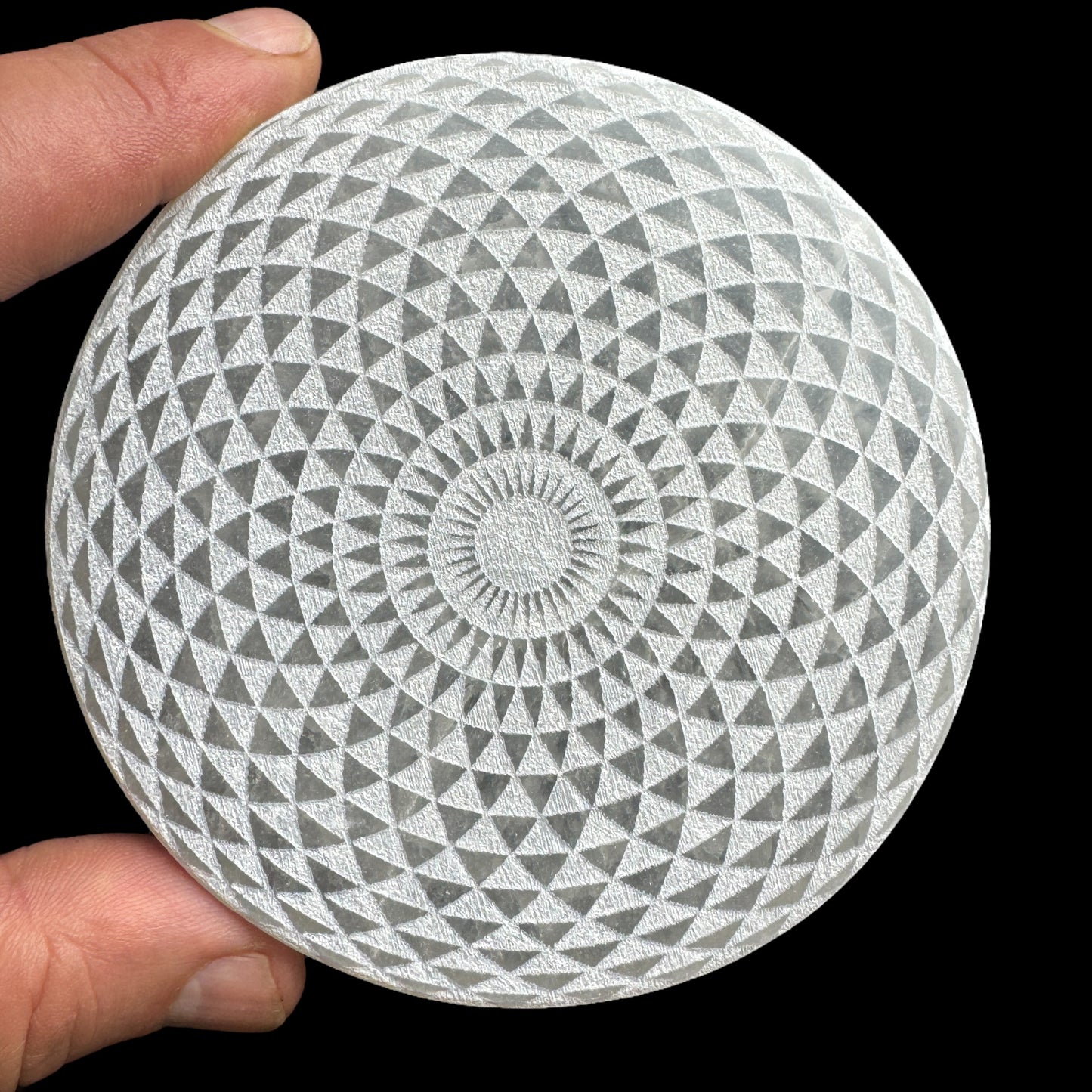 Selenite discs slices sacred geometry and symbols