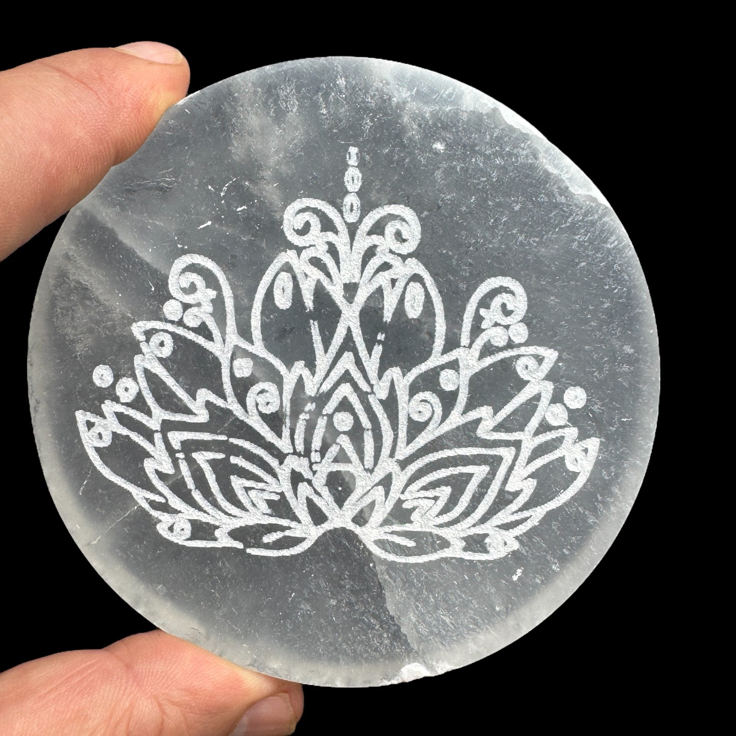 Selenite discs slices sacred geometry and symbols