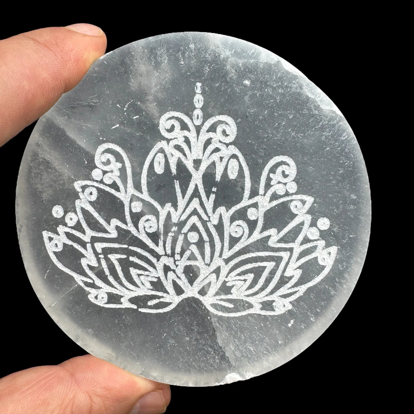 Selenita discos rodajas geometría sagrada y símbolos - MUNAY MINERALES MALLORCA