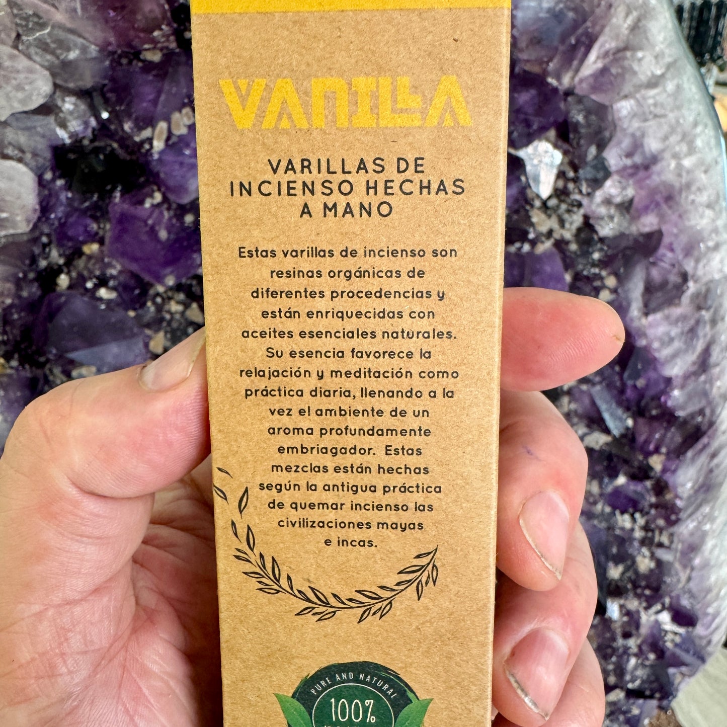 Incienso orgánico de vainilla 25 g.