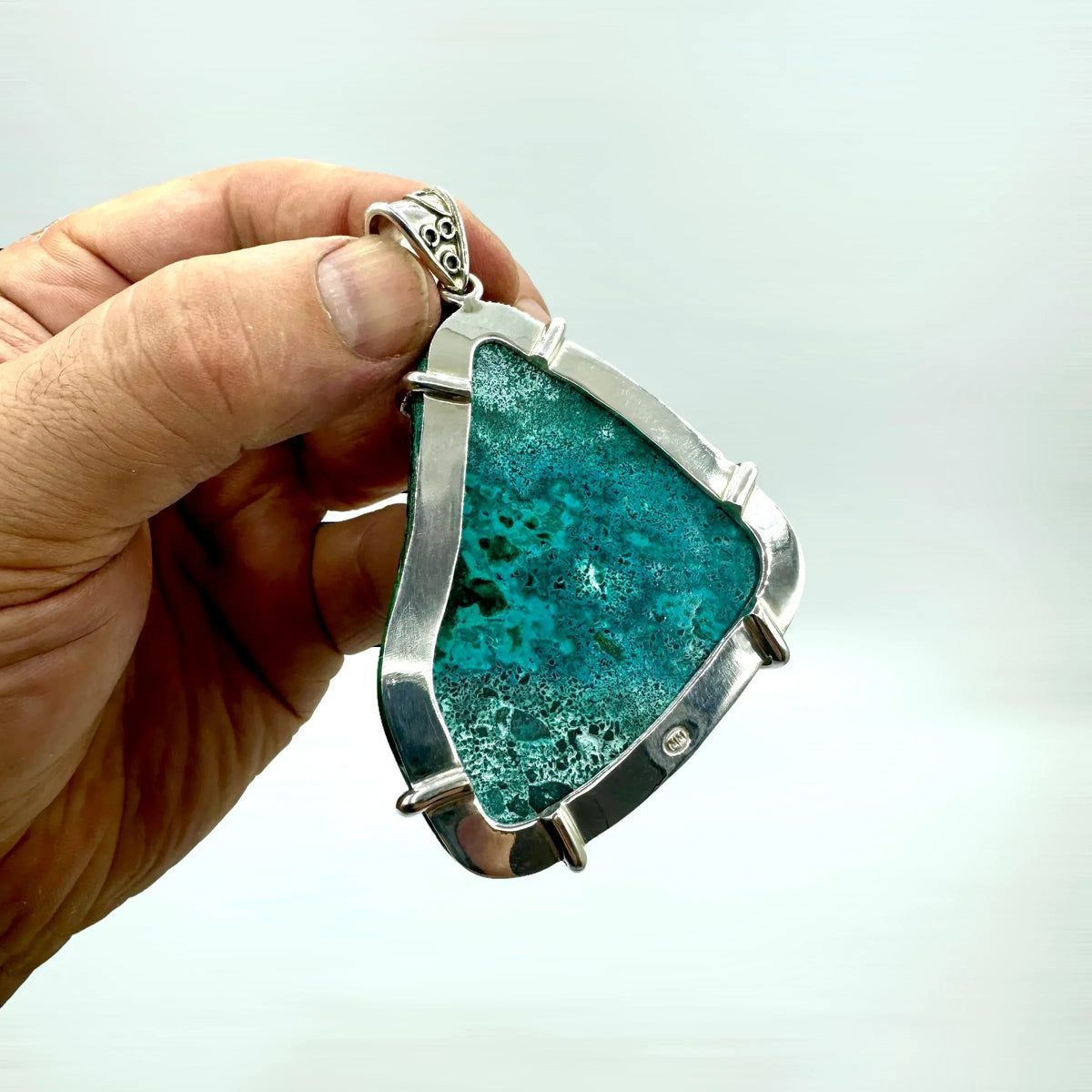 Malaquita colgante plata de ley - MUNAY MINERALES MALLORCA