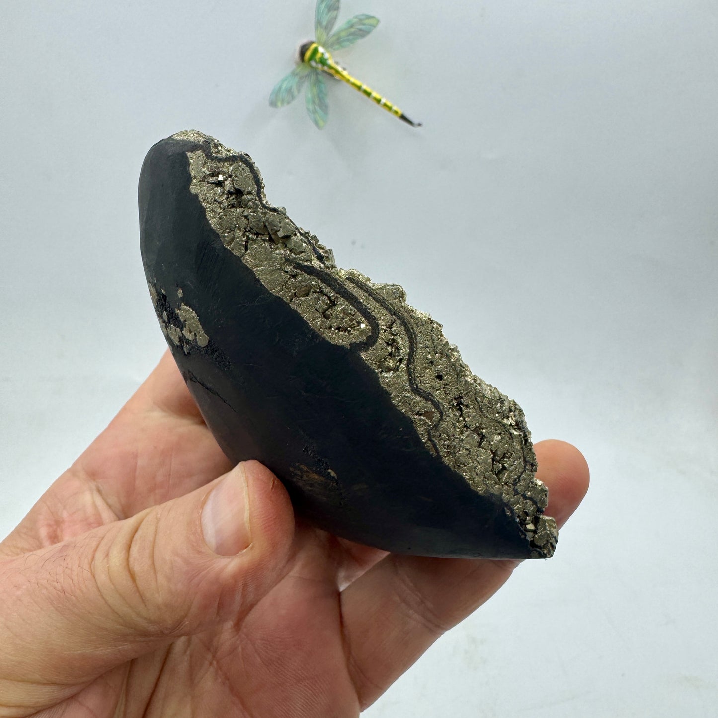 Shungite heart with pyrite