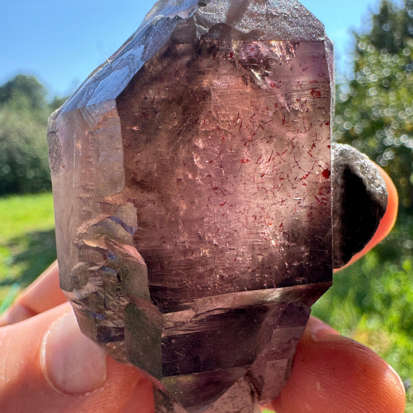 Amethyst scepter with hematite