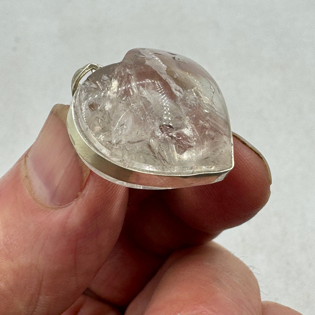 Cuarzo doble enhydro colgante corazón plata ley Munay Minerales Mallorca