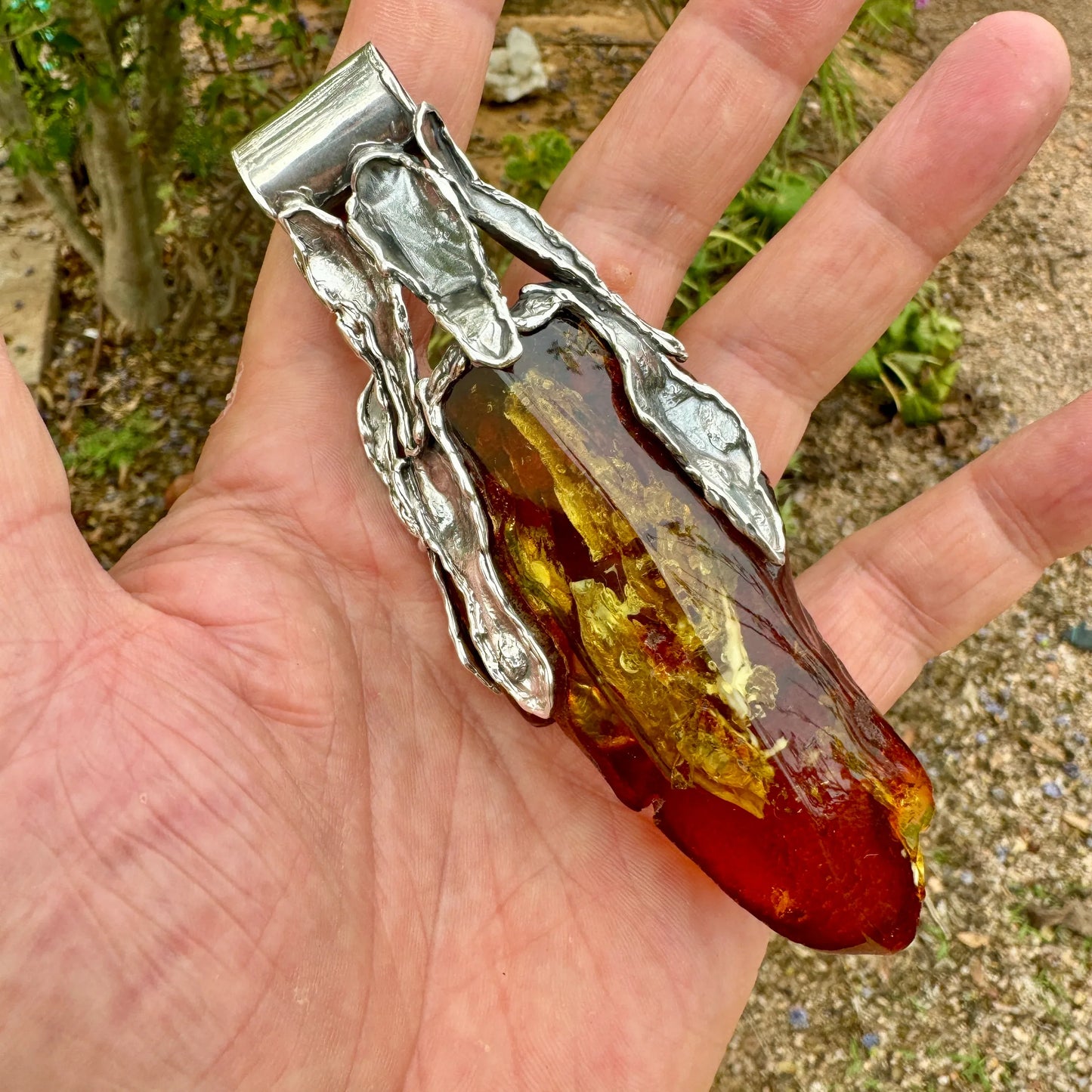 Ámbar báltico colgante en plata de ley - MUNAY MINERALES MALLORCA