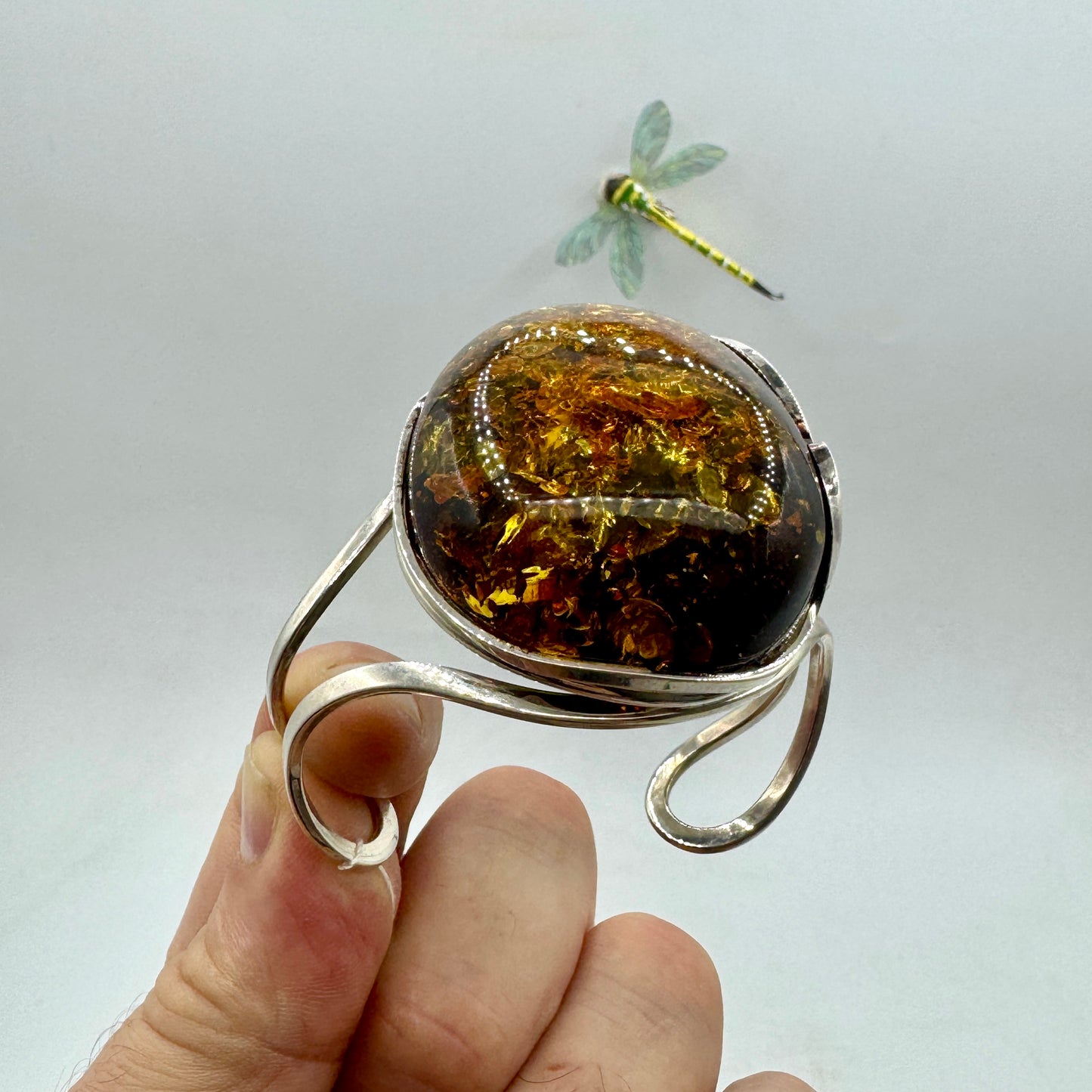 Ámbar báltico pulsera en plata de ley