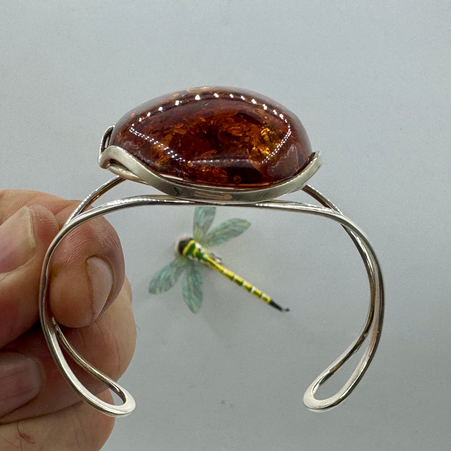 Ámbar báltico pulsera en plata de ley