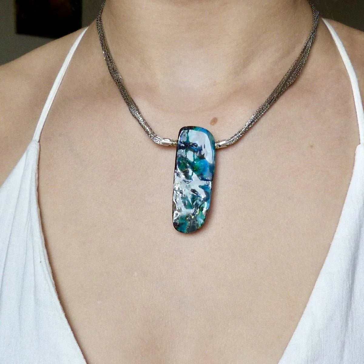 Ópalo boulder colgante en plata de ley - MUNAY MINERALES MALLORCA