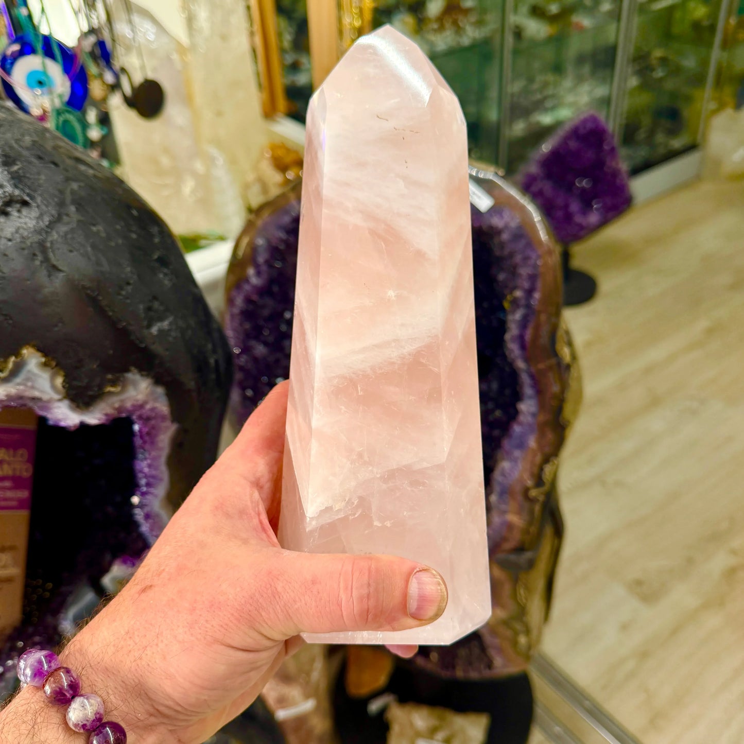 Cuarzo rosa punta generadora 2,1 kg. - Munay Minerales Mallorca - MUNAY MINERALES MALLORCA