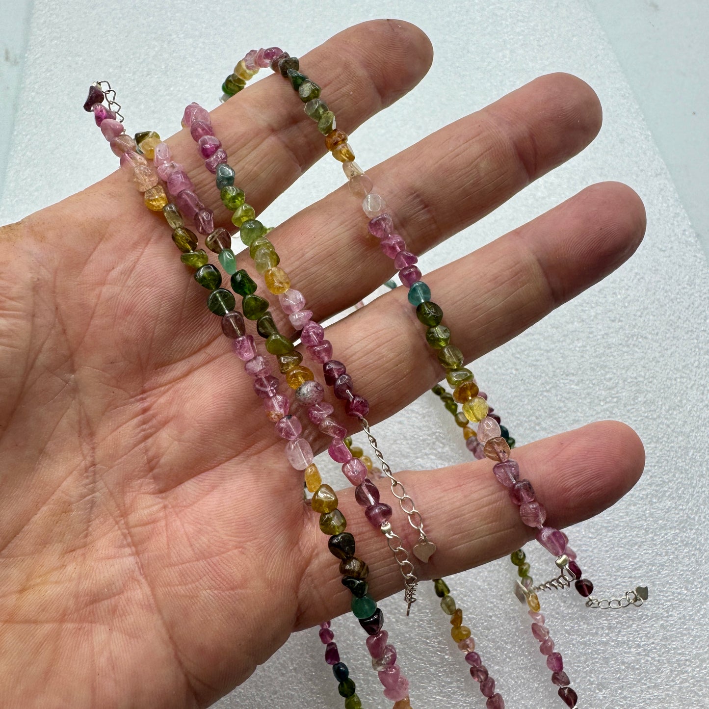 Pulsera turmalina multicolor plata de ley