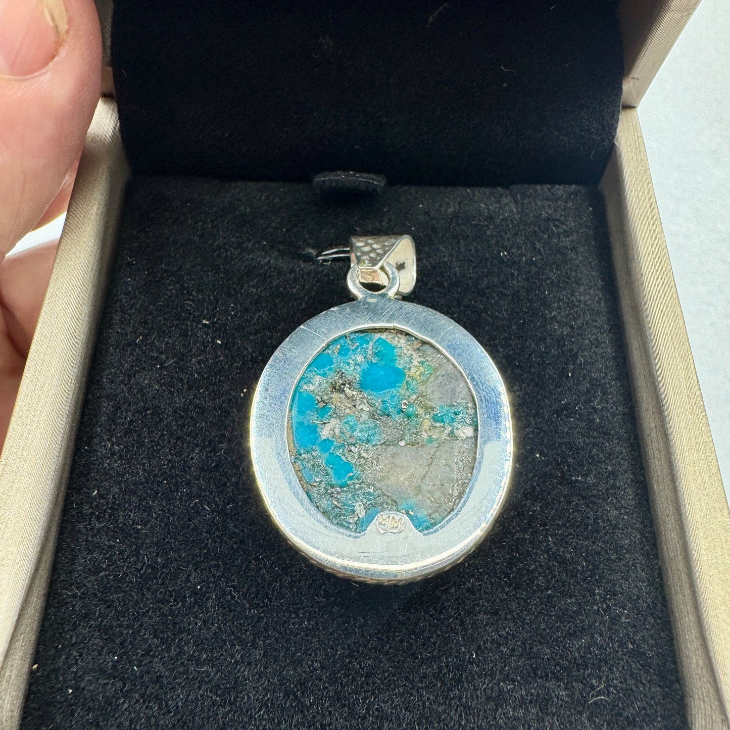 Turquesa colgante en plata de ley