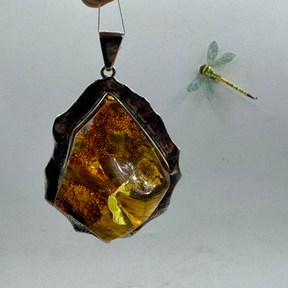 Baltic amber pendant in sterling silver