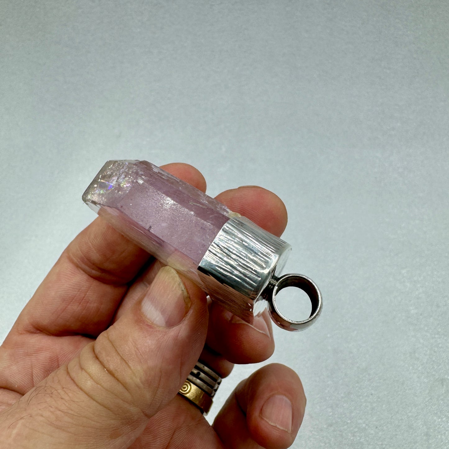 Kunzita colgante plata de ley espodumena