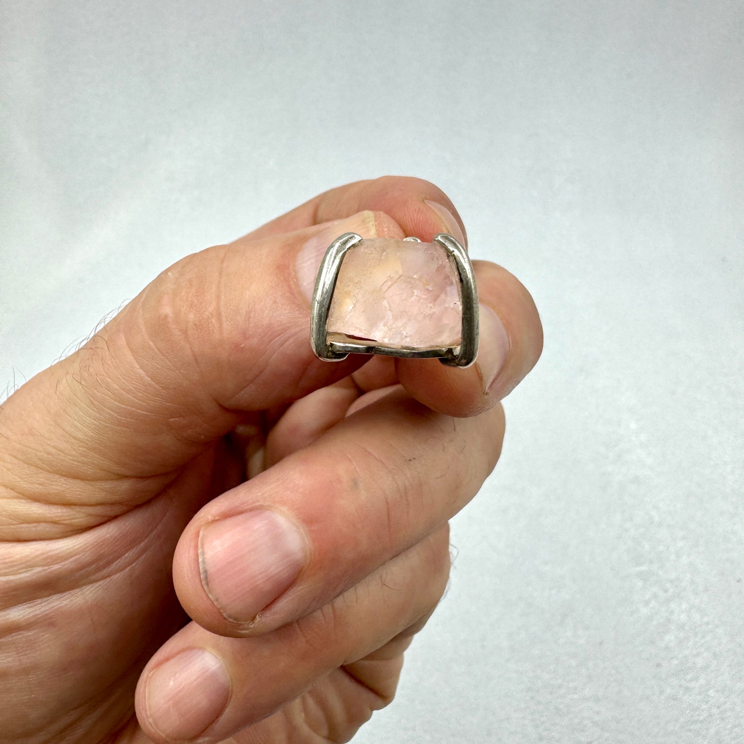 Fluorita rosa colgante en plata de ley