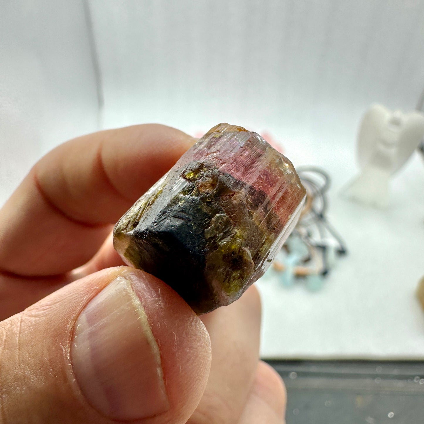 Turmalina bicolor verde y rosa