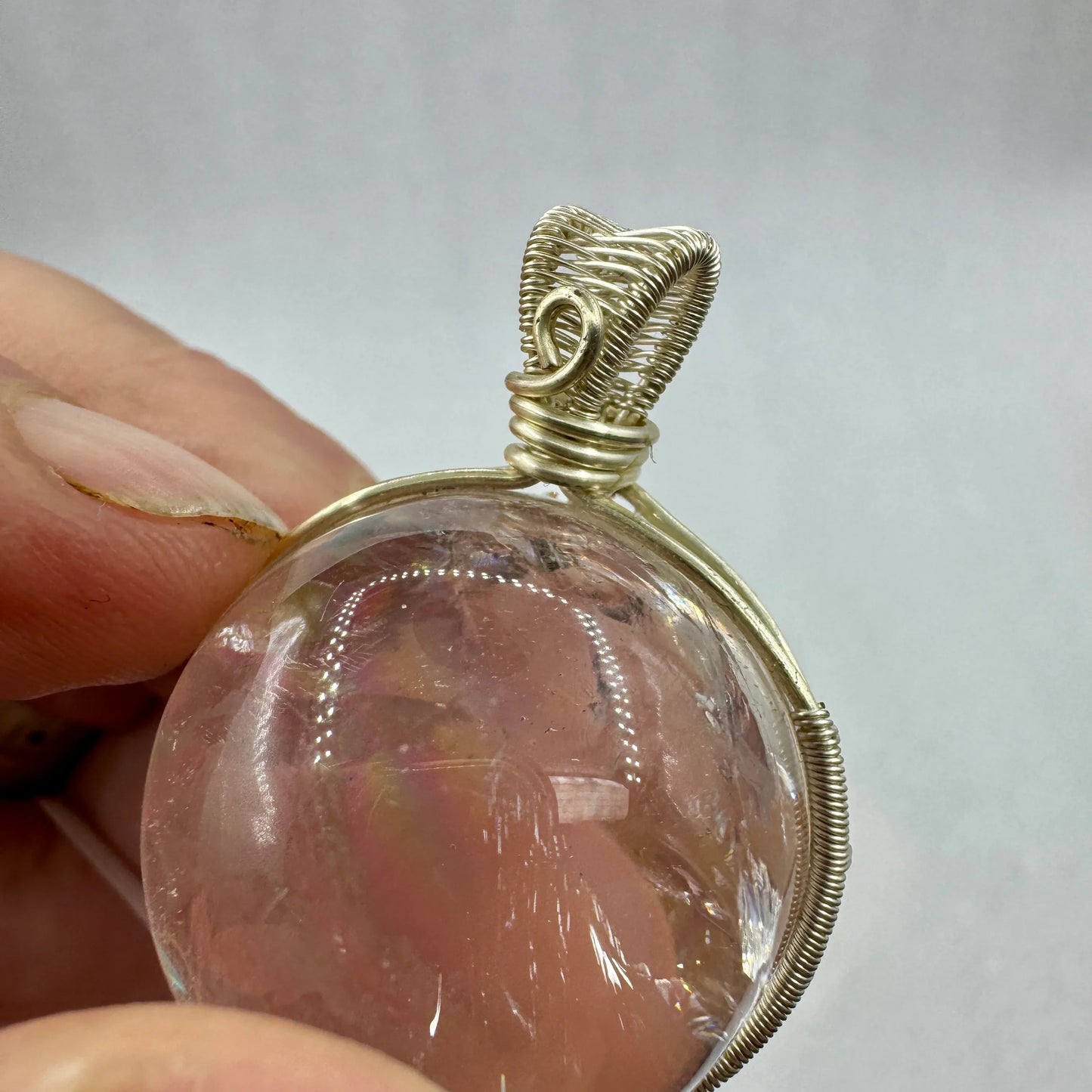 Cuarzo maestro arcoíris colgante plata de ley - MUNAY MINERALES MALLORCA