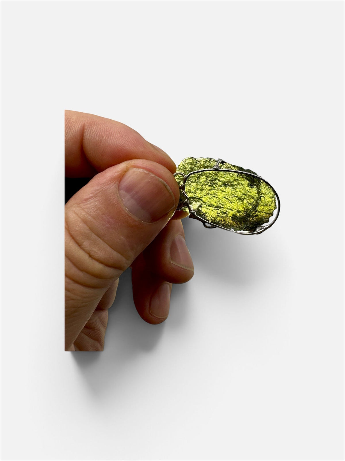 Moldavita tectita impactita colgante plata de ley Munay Minerales Mallorca