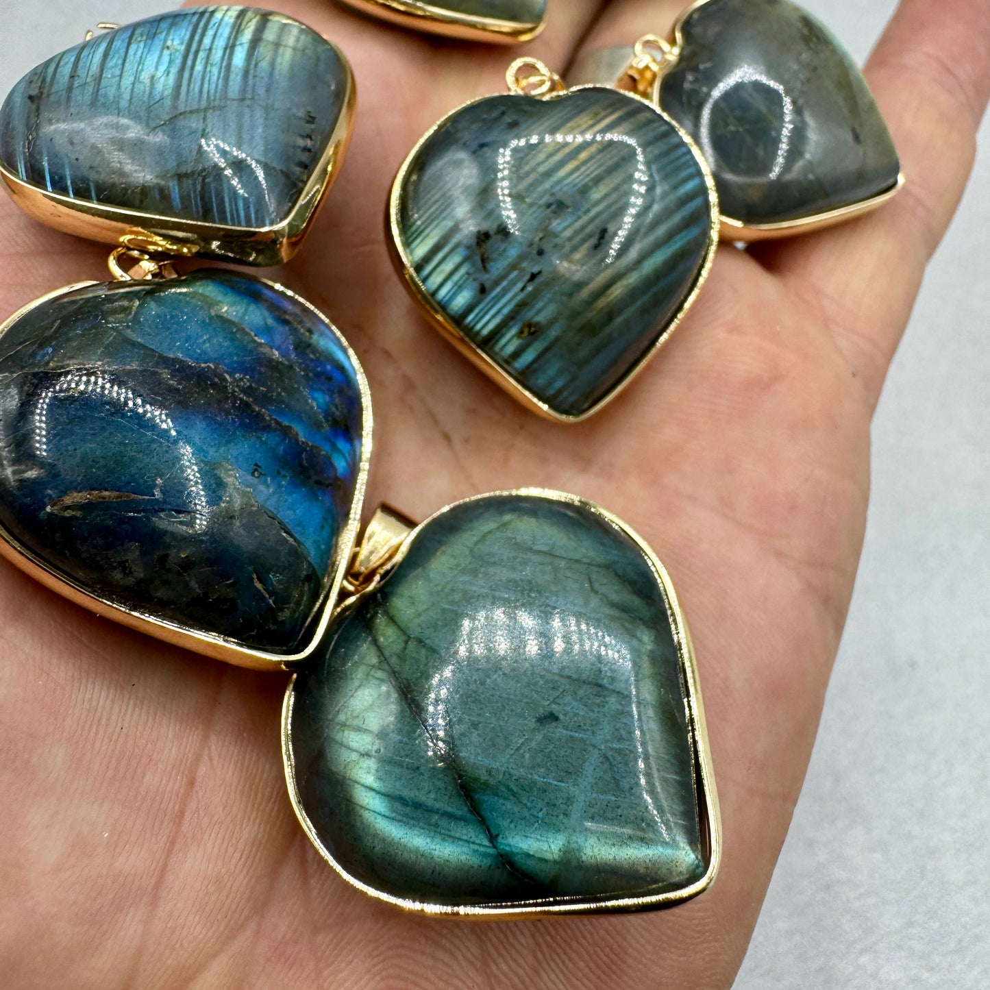 Labradorita colgante corazón