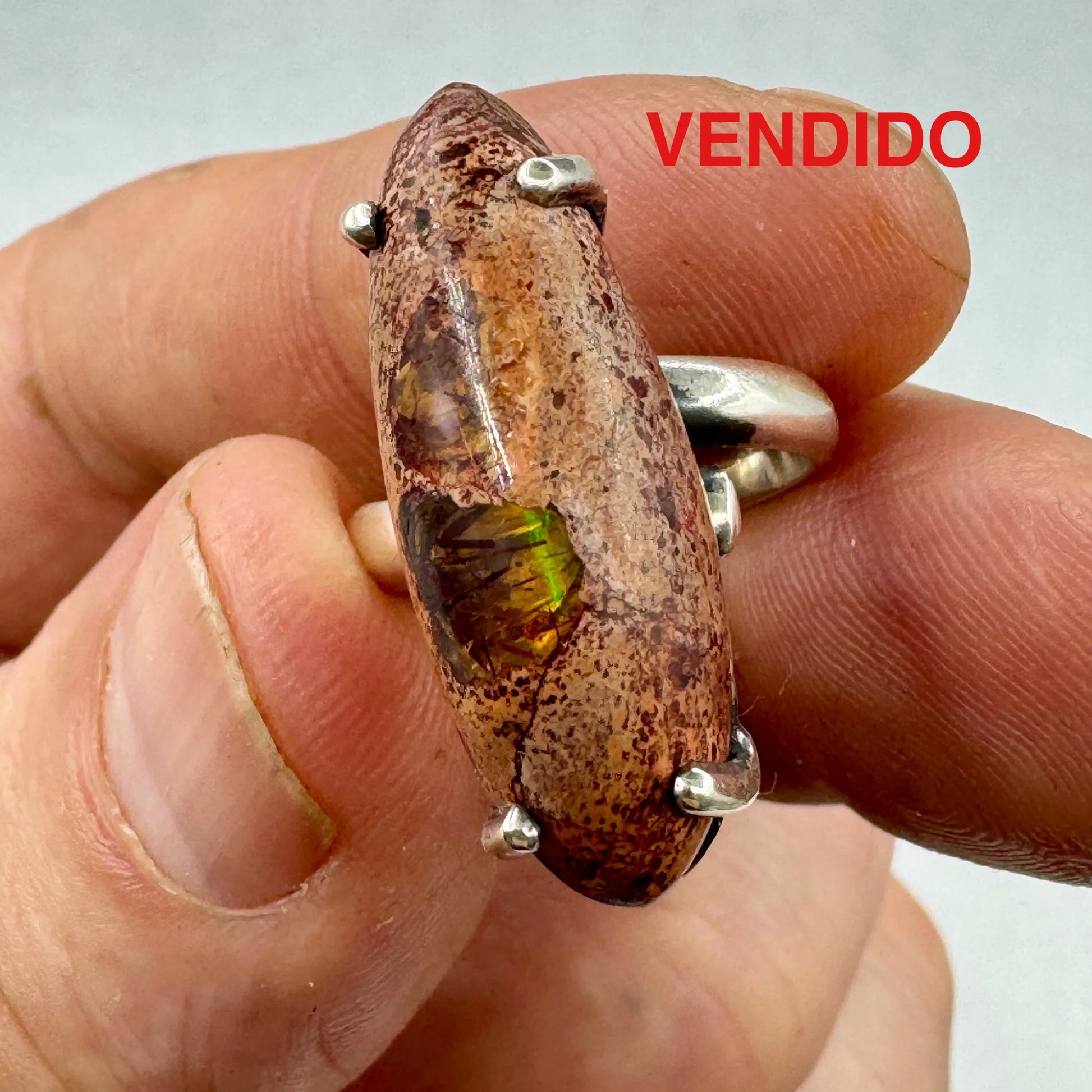 Ópalo de fuego anillos en plata de ley - MUNAY MINERALES MALLORCA