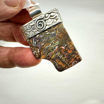 Boulder opal pendant in sterling silver