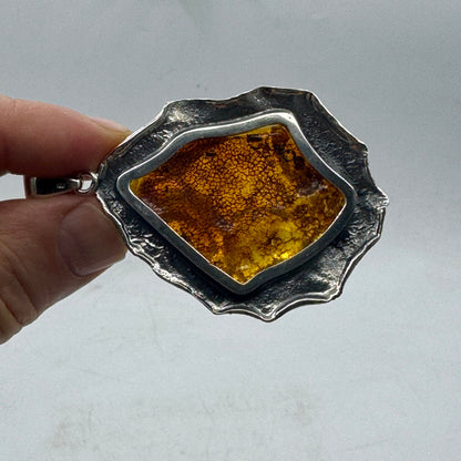 Baltic amber pendant in sterling silver