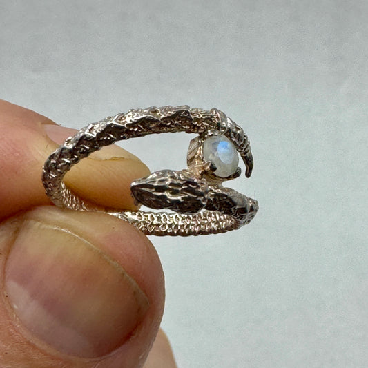 Piedra luna anillo plata ley serpiente