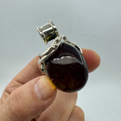 Baltic amber pendant in sterling silver