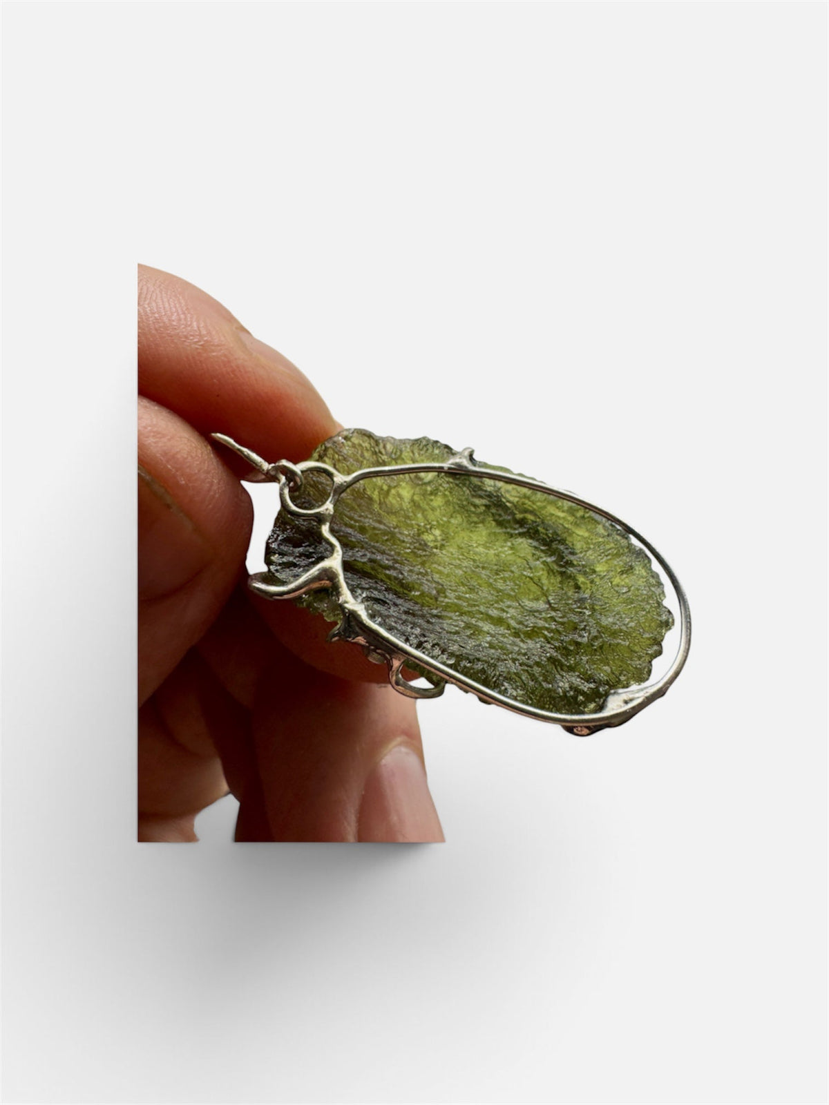 Moldavita tectita impactita colgante plata de ley Munay Minerales Mallorca