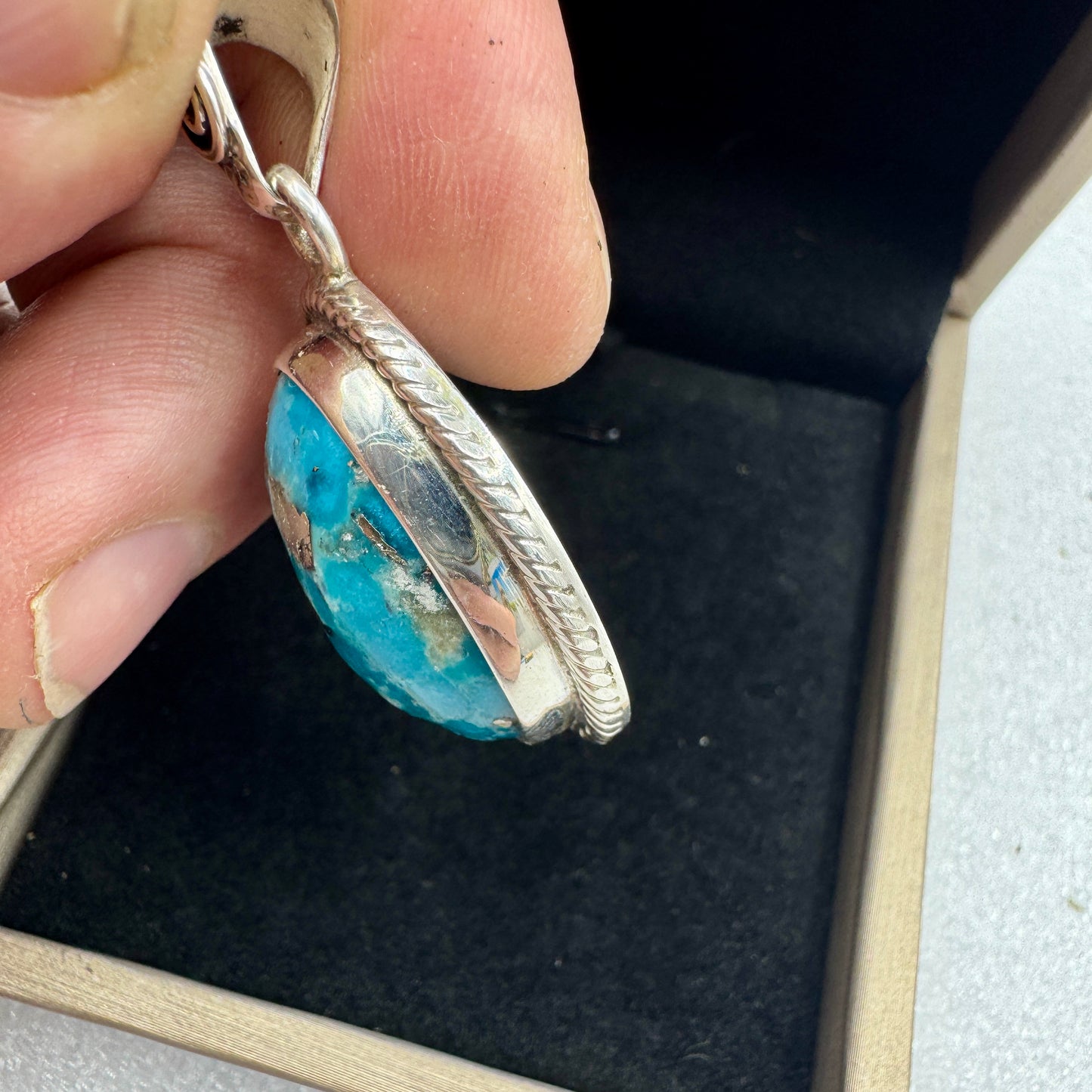 Turquesa colgante en plata de ley