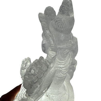 Tara Blanca estatua de cuarzo tallado a mano Sanación y Longevidad