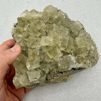 Fluorita cúbica grupo con pirita y galena Munay Minerales Mallorca