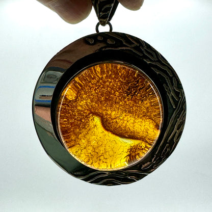 Ámbar báltico colgante en plata de ley
