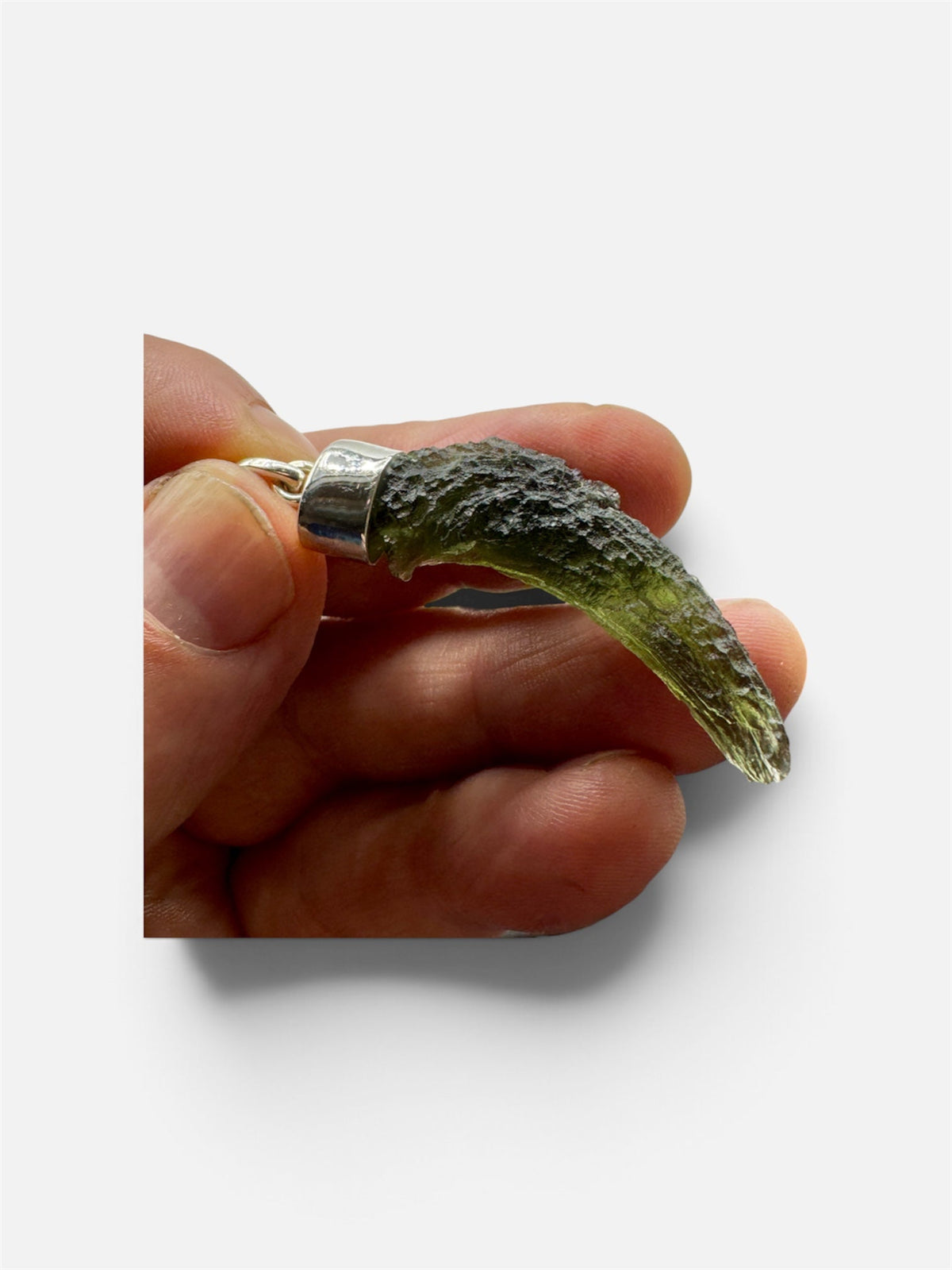 Moldavita tectita impactita colgante plata de ley Munay Minerales Mallorca