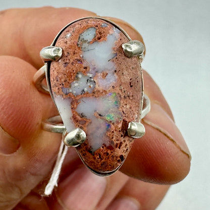 Ópalo de fuego anillos en plata de ley - MUNAY MINERALES MALLORCA