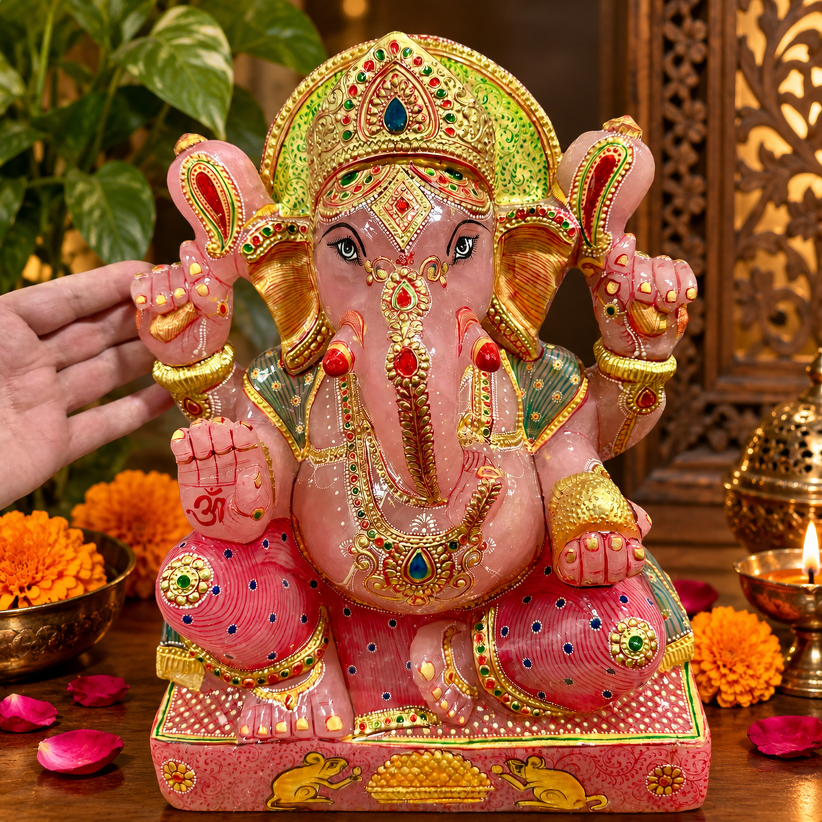 Dios Ganesha Ganesh Ganapati 21 kg. cuarzo rosa Munay Minerales Mallorca