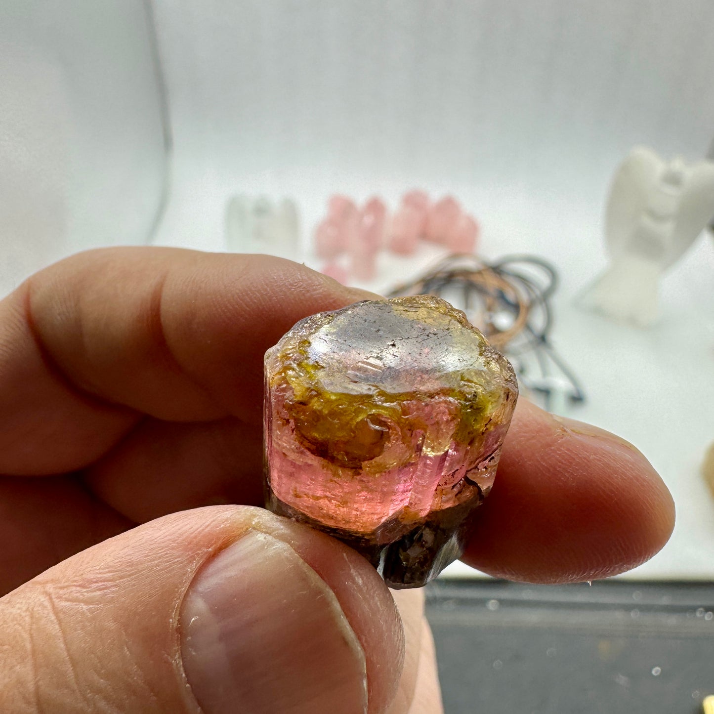 Turmalina bicolor verde y rosa