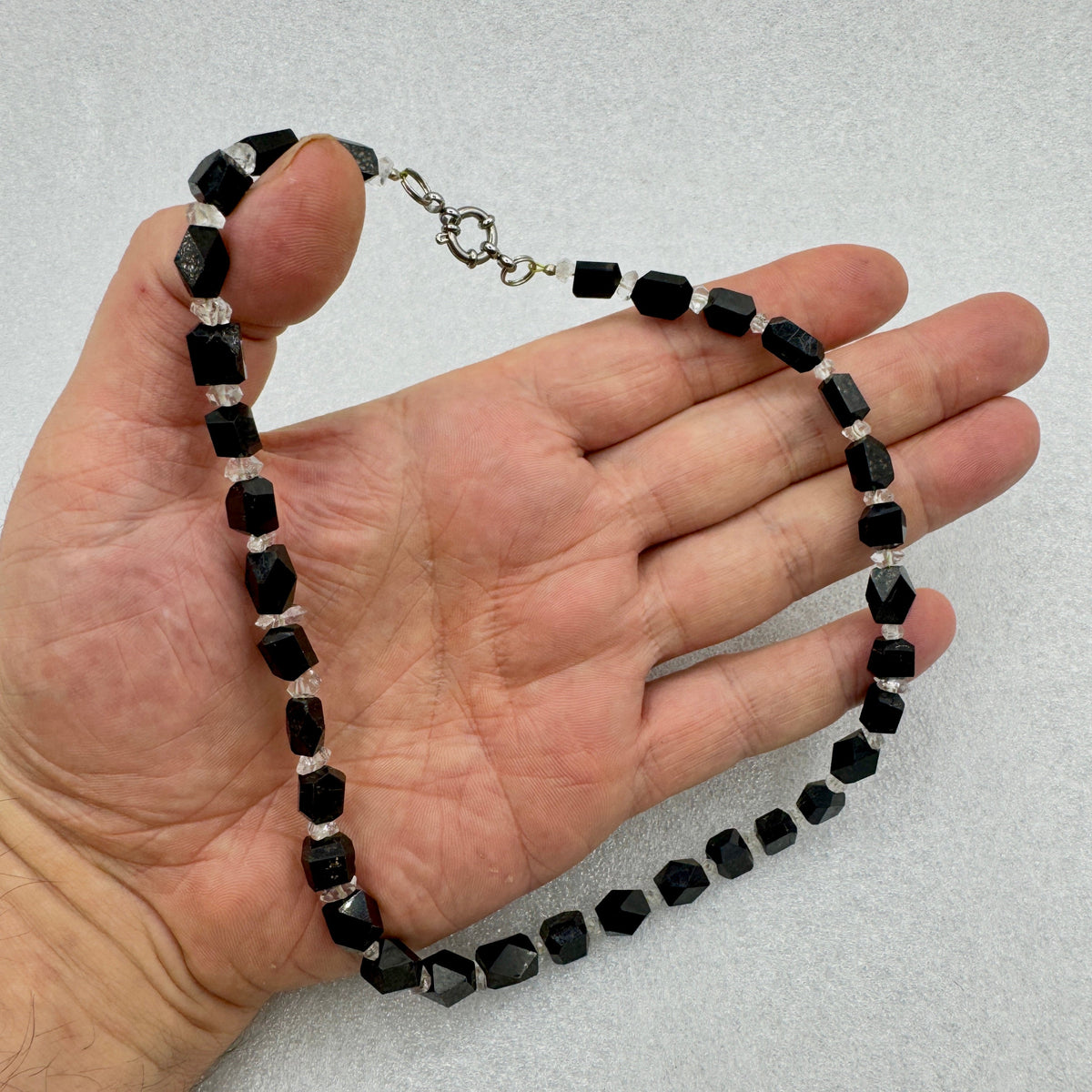 Collar cuarzos Herkimer y turmalinas Munay Minerales Mallorca
