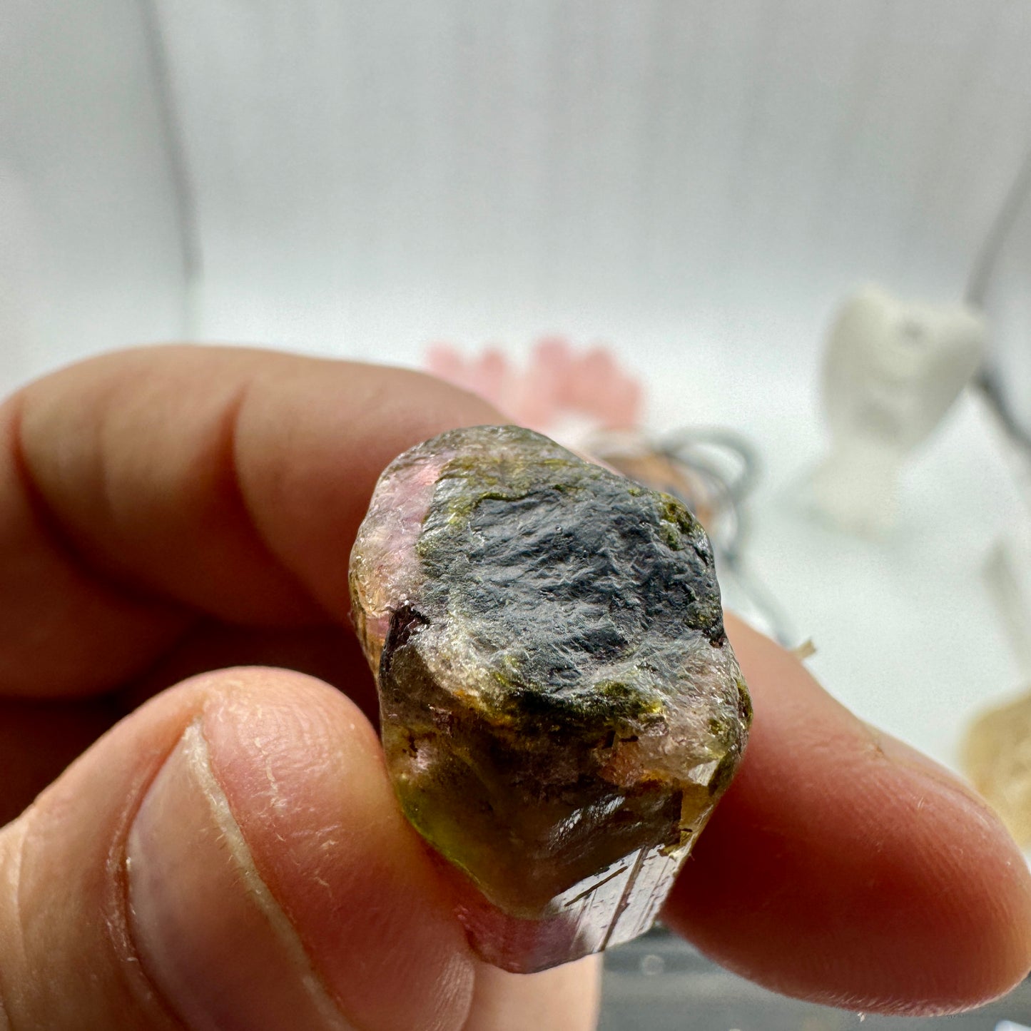 Turmalina bicolor verde y rosa