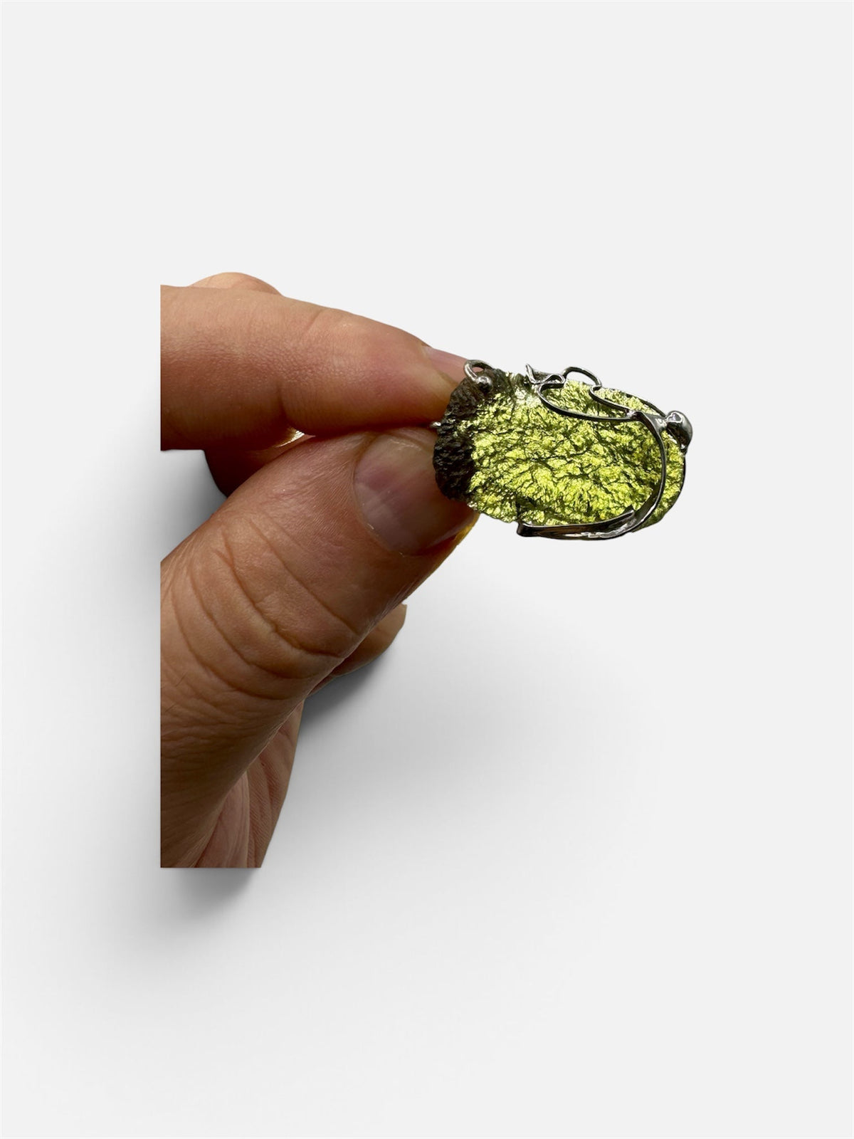 Moldavita tectita impactita colgante plata de ley Munay Minerales Mallorca