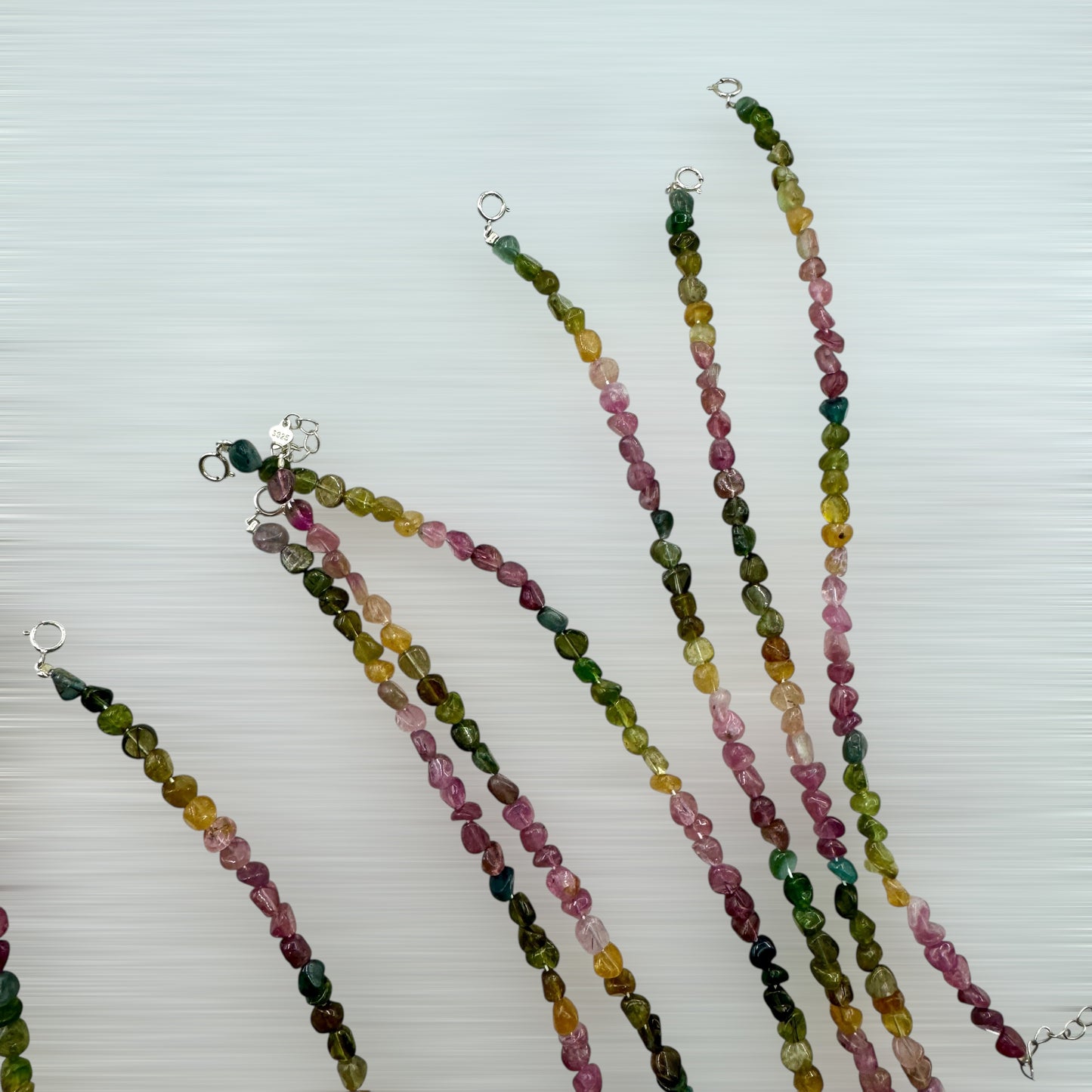 Pulsera turmalina multicolor plata de ley