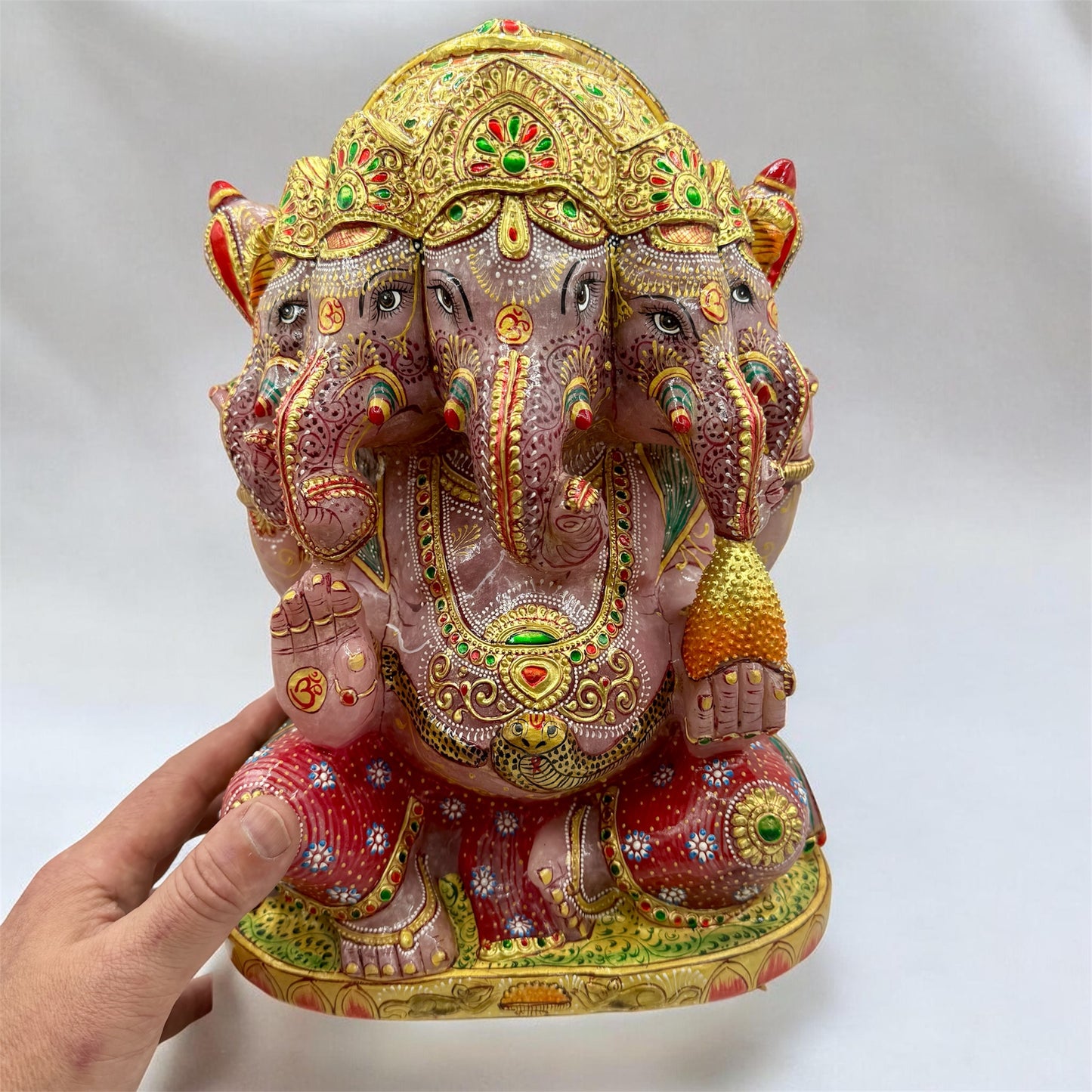 Ganesha 5 cabezas 14 kg. Cuarzo rosa