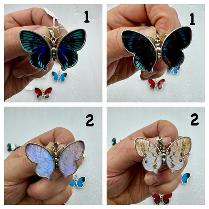 Real butterfly scales pendant in sterling silver